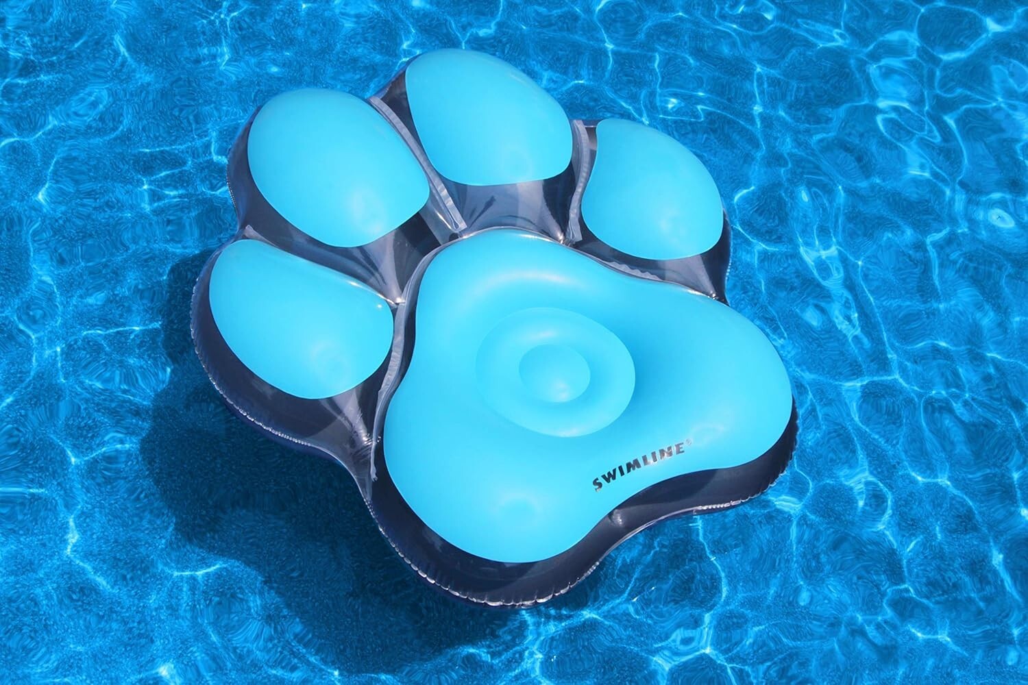 Blue Pawprint Inflatable Pool Float for Kids & Adults - 2-3 Person Capacity