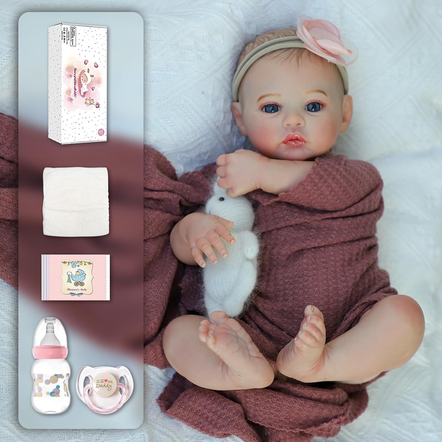 Lifelike 18-Inch Newborn Reborn Baby Doll Girl - Safe for Kids 3+ Gift Set