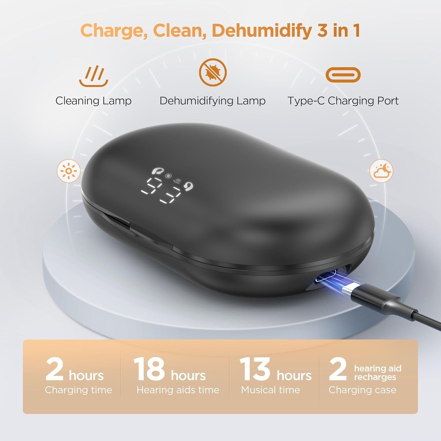 Fashionable In-Ear Hearing Aids with 5 Volume Levels & Bluetooth Connectivity