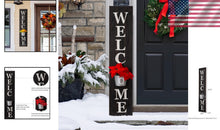 Load image into Gallery viewer, Elegant Vertical Farmhouse Welcome Sign with Black Hanging Planter Decoration