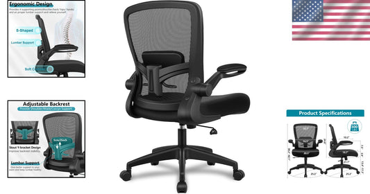 Adjustable Ergonomic Office Chair with Flip-Up Armrests for Customizable Comfort