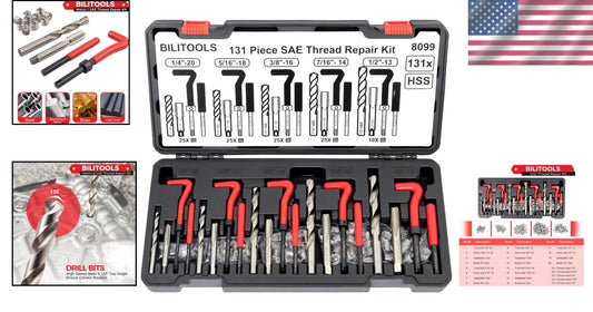 Efficient SAE Thread Repair Kit - 131-Piece Set for Automotive and Plumbing