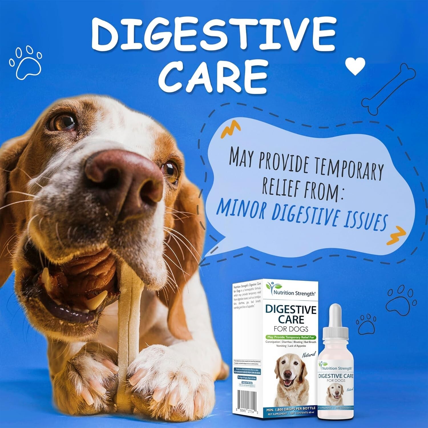 Premium Natural Dog Digestive Care - Relief for Bloating, Diarrhea & Bad Breath