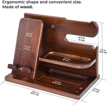 Load image into Gallery viewer, Elegant Wood Phone Docking Station &amp; Organizer for Desk or Nightstand Gifts