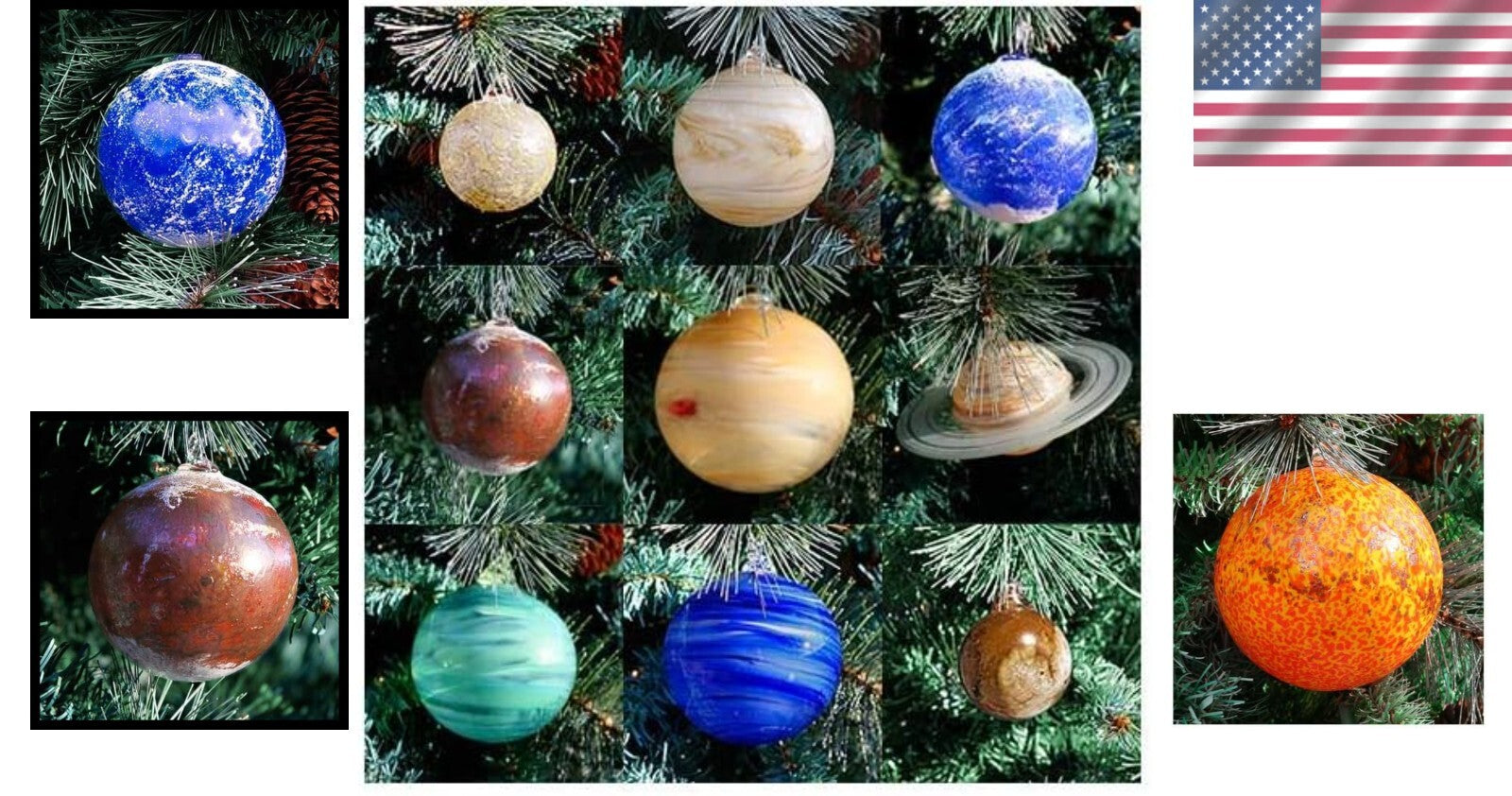 Heirloom Quality Blown Glass Solar System Ornaments - Perfect for Decorations