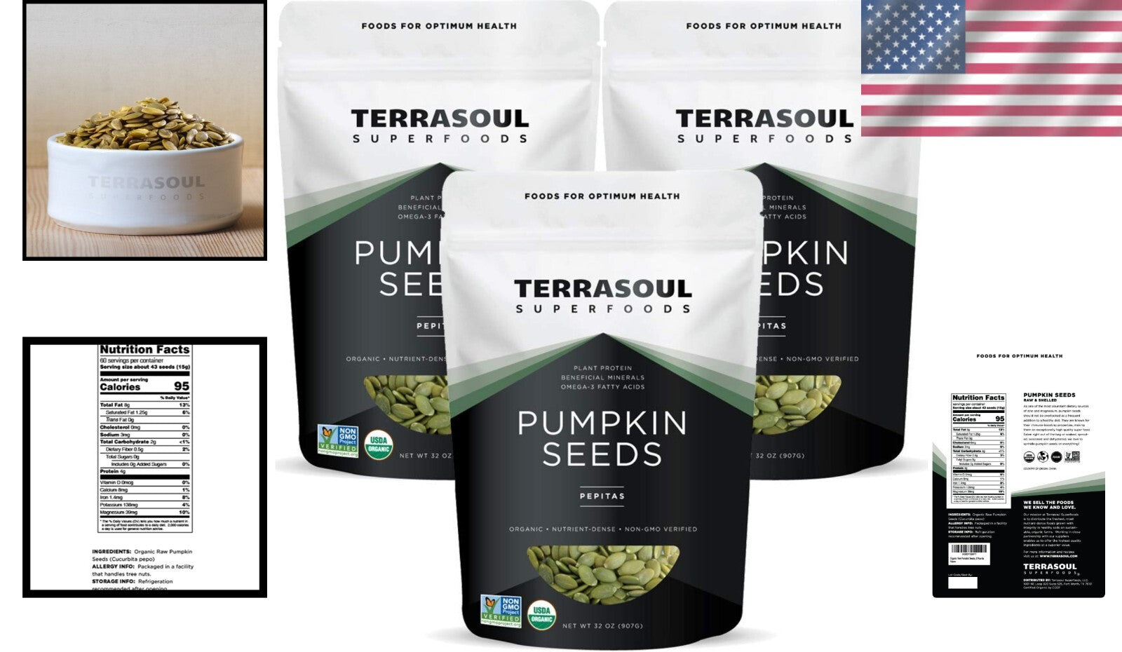 Fresh Unsalted Organic Pumpkin Seeds, 6 Lbs - 30-Day Money-Back Guarantee