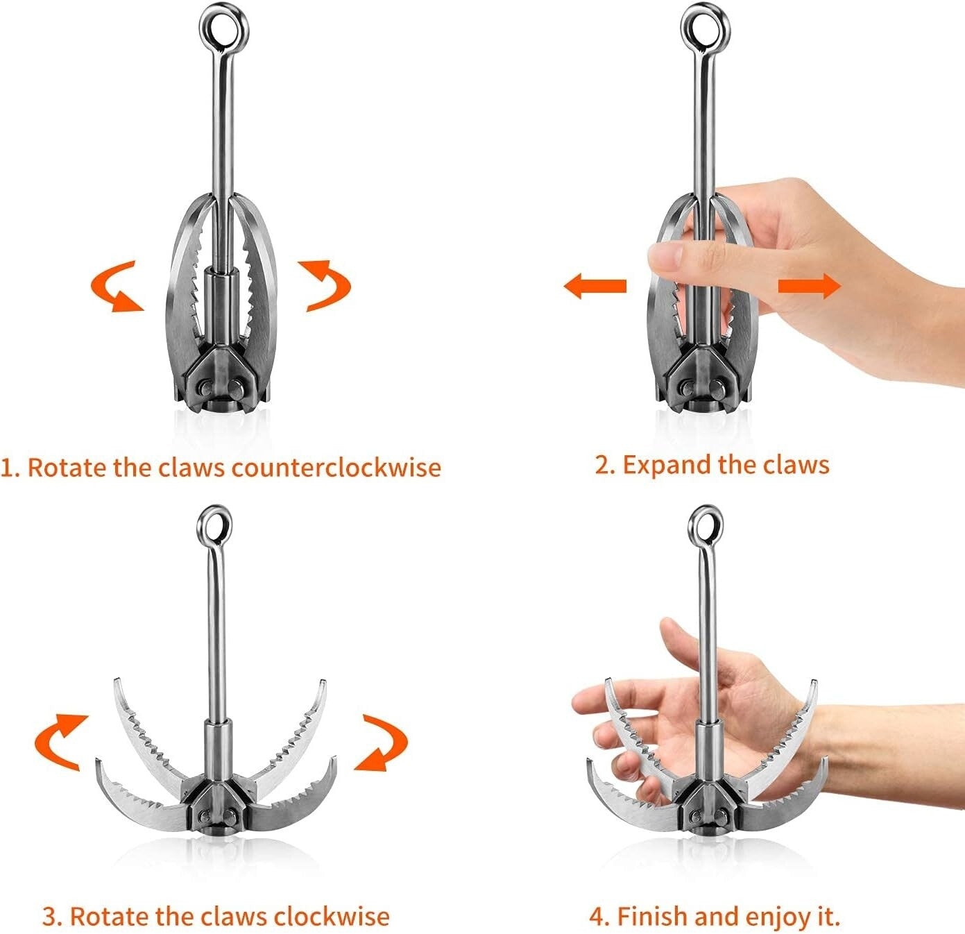 Durable Stainless Steel Grappling Hook with 4-Claw Design for Outdoor Adventures
