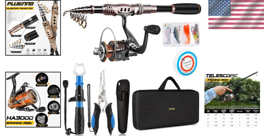 1.8m Fishing Rod & Reel Combo - Lightweight Telescopic Carbon Kit for Fishing