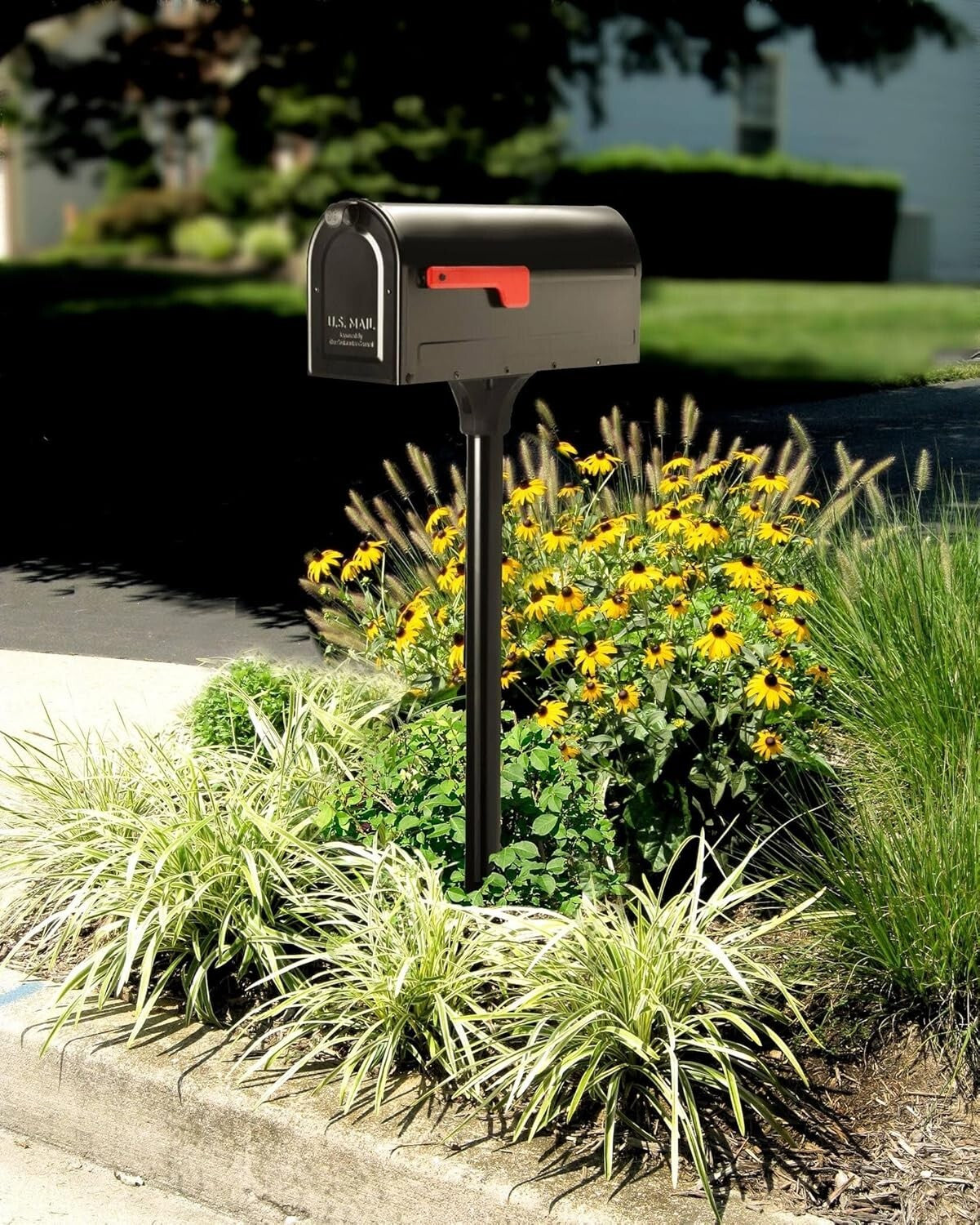 Chic Black Mailbox with In-Ground Post - Complete Installation Kit Included