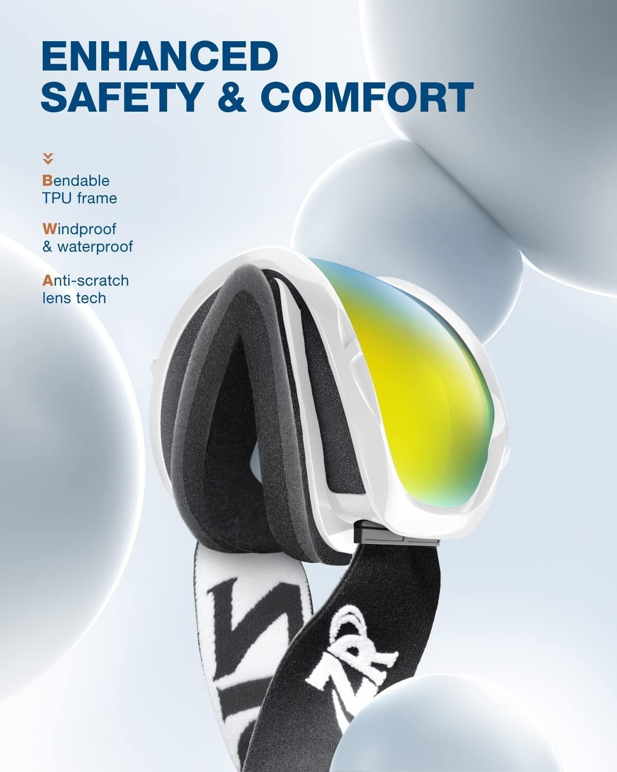 Comfy OTG Ski Goggles with Anti-Fog & UV Protection - Ideal for Youth & Adults
