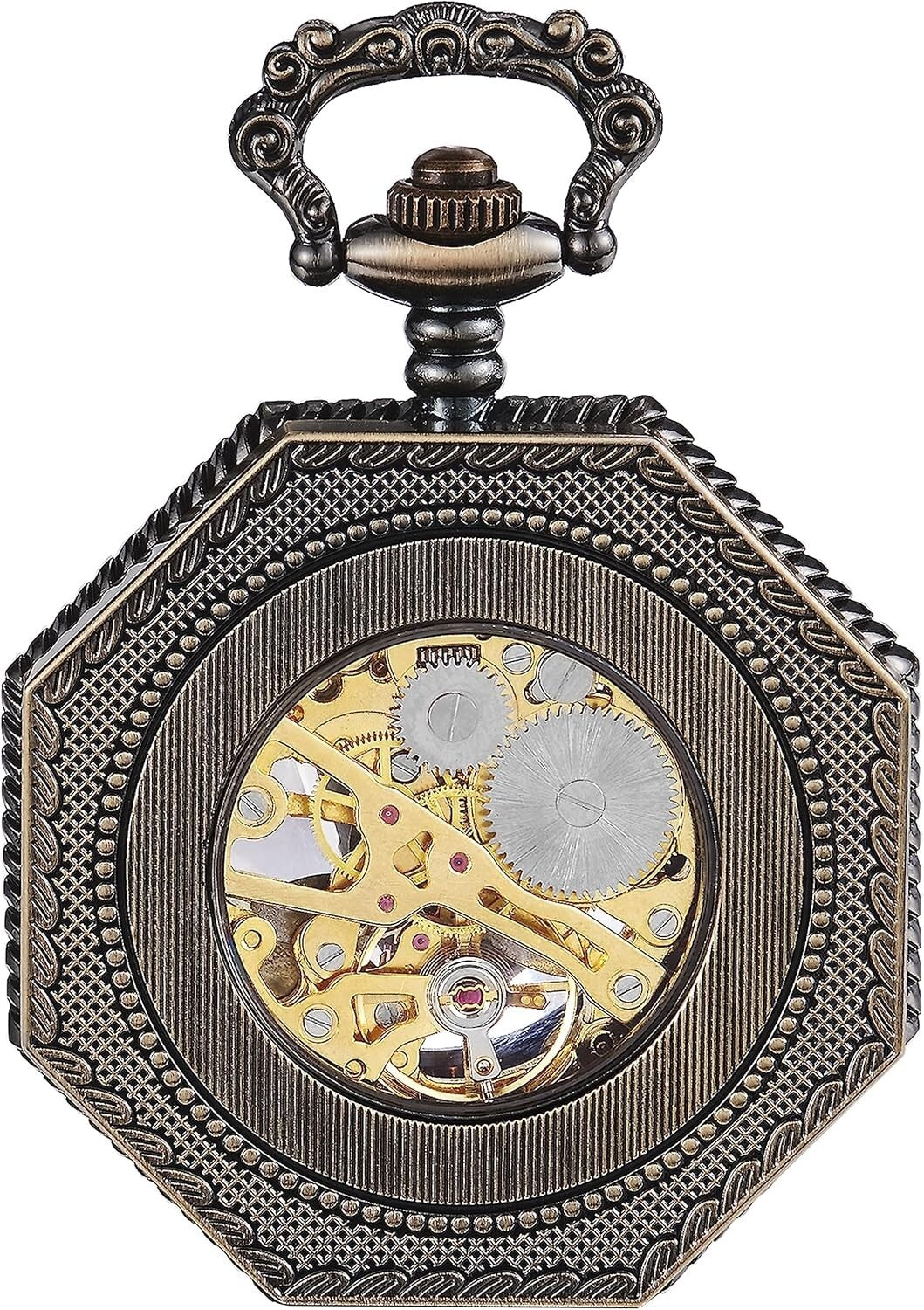 Elegant Mechanical Pocket Watch with See-Through Gears - Ideal for Cosplay