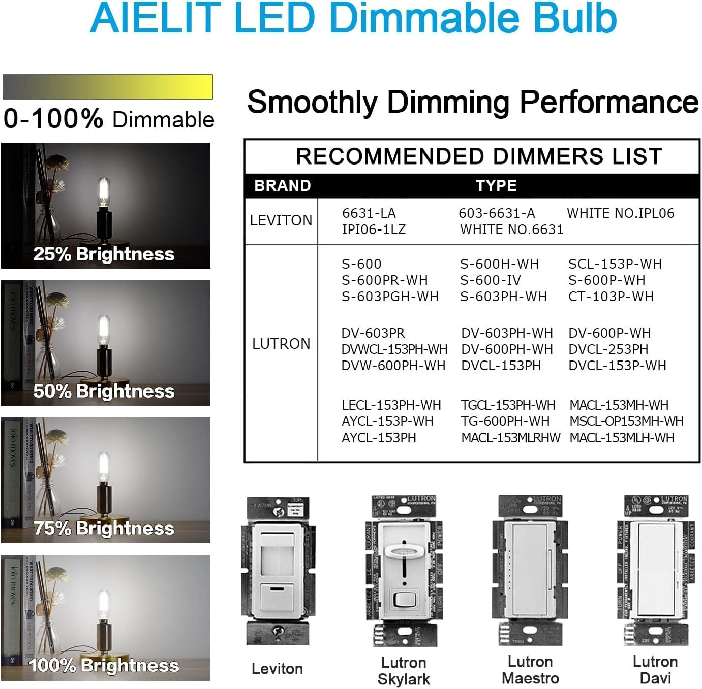 Eco-Friendly Dimmable Filament T8 LED Bulbs 5000K Bright White, 6W - 8 Pack
