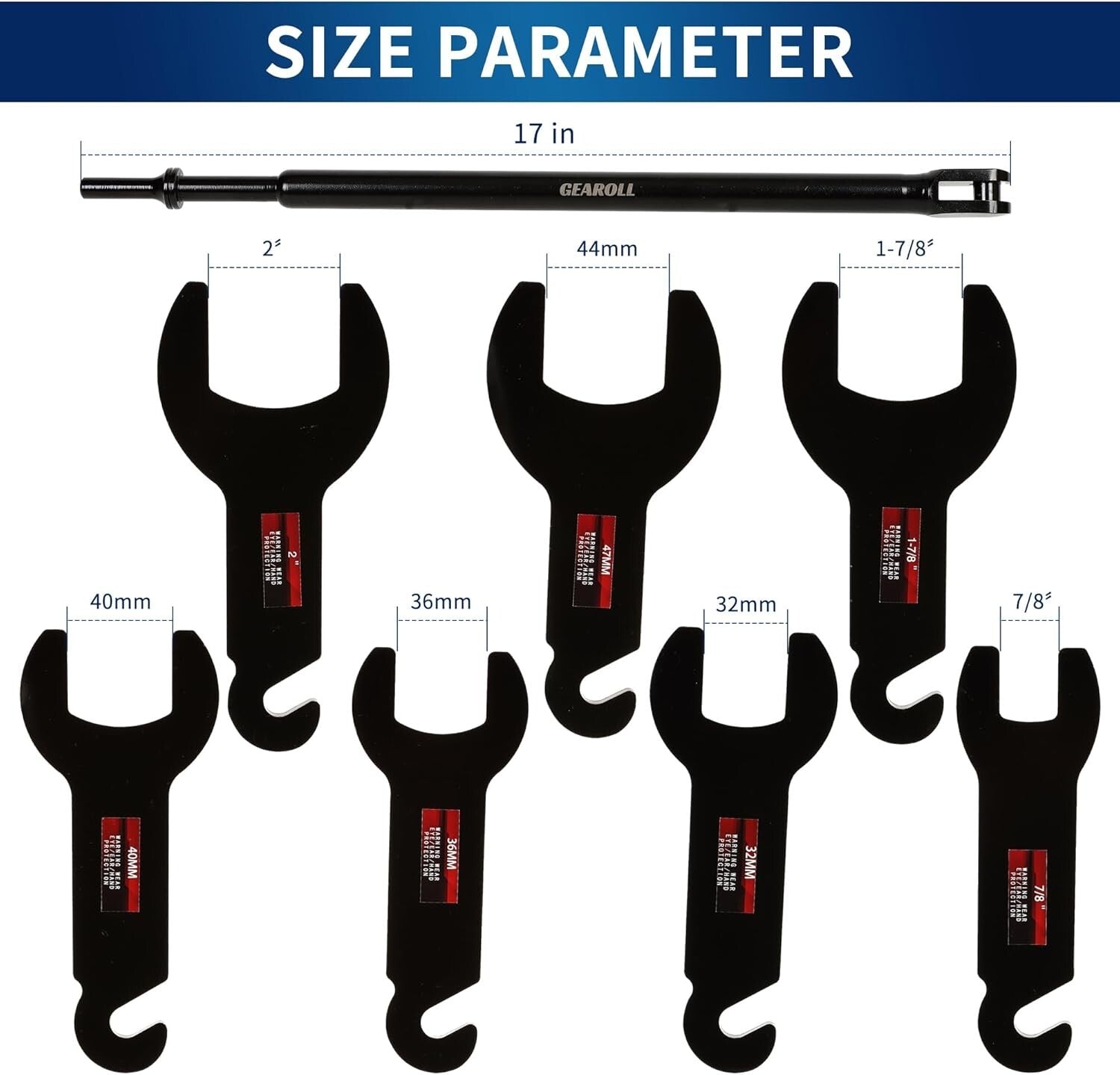 All-in-One Pneumatic Fan Clutch Wrench Kit with Blow-Molded Case - 32mm to 2''