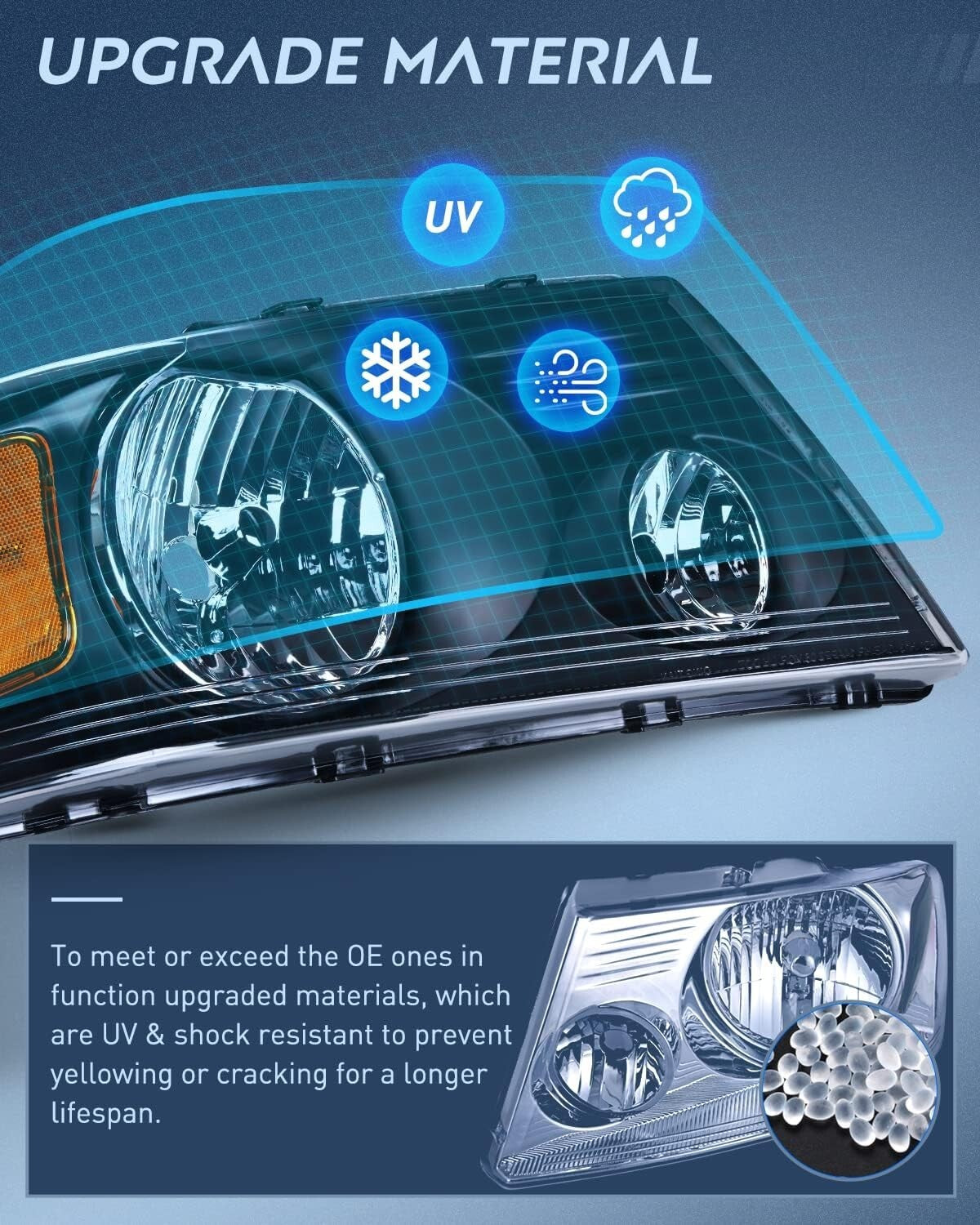 DOT Compliant 2004-2008 F150 Headlight Assembly - Easy Installation & Waterproof