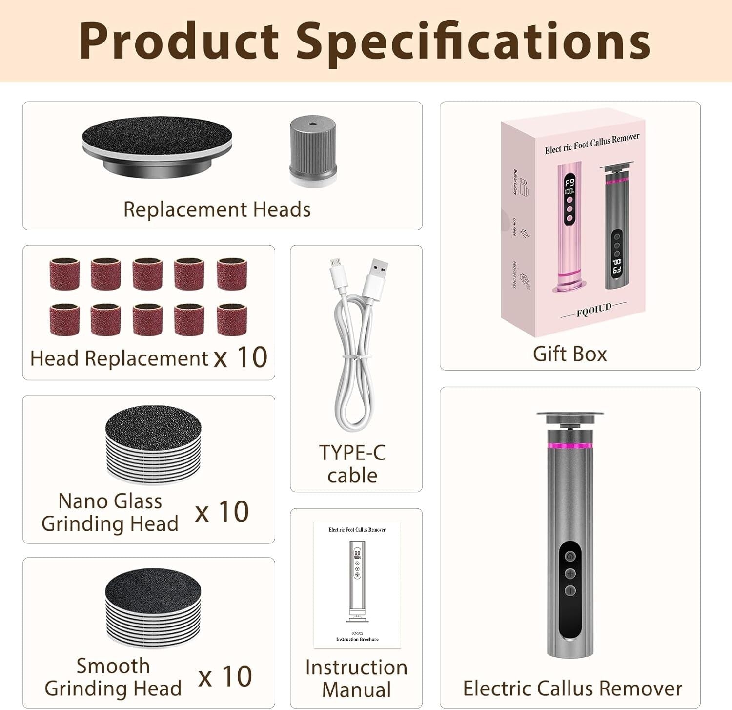 9-Speed Electric Foot File with Sandpaper Discs - Ideal Valentine's Gift