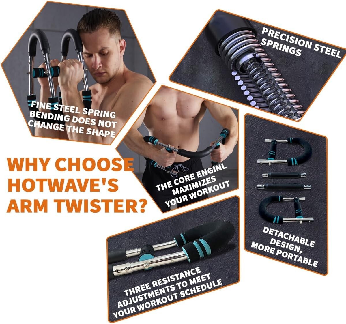 Adjustable Twister Arm Exerciser - Portable Strength Training Equipment in Blue