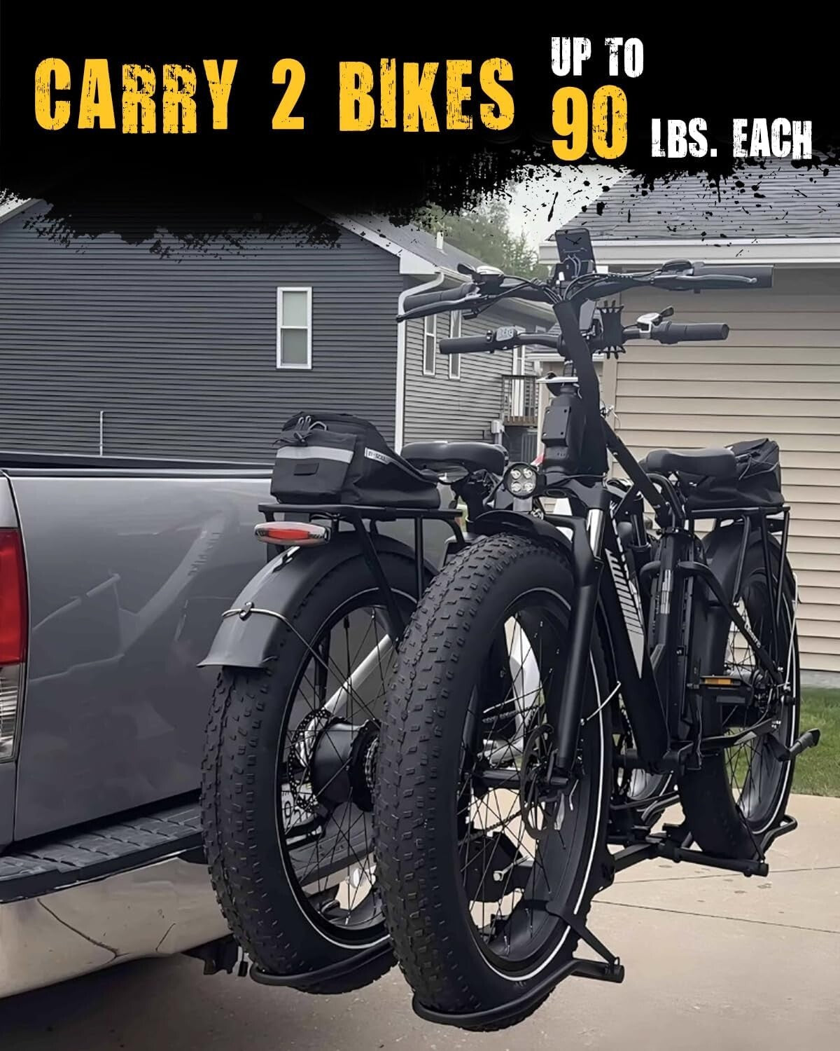 Heavy-Duty 2-Bike Hitch Rack for eBikes, Mountain & Fat Tire Bikes – 180lbs