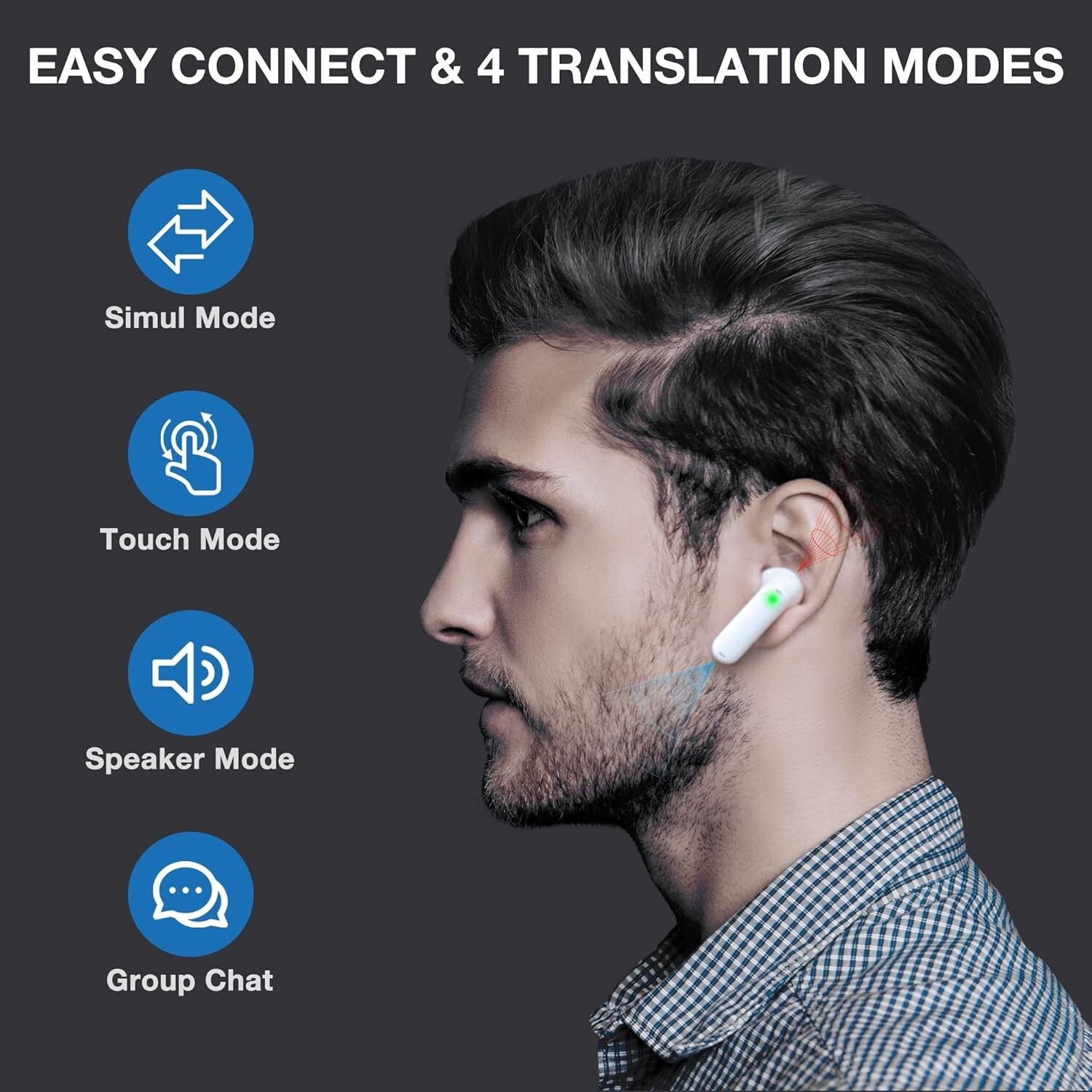AI-Powered Translator Earbuds - 40 Languages, Offline & Real-Time Functionality