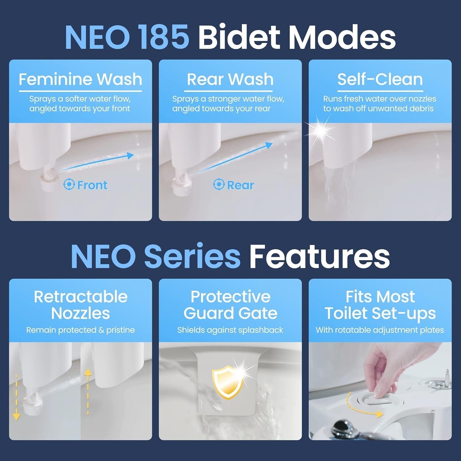 NEO 185 Self-Cleaning Bidet Attachment – Easy Installation & Durable Design