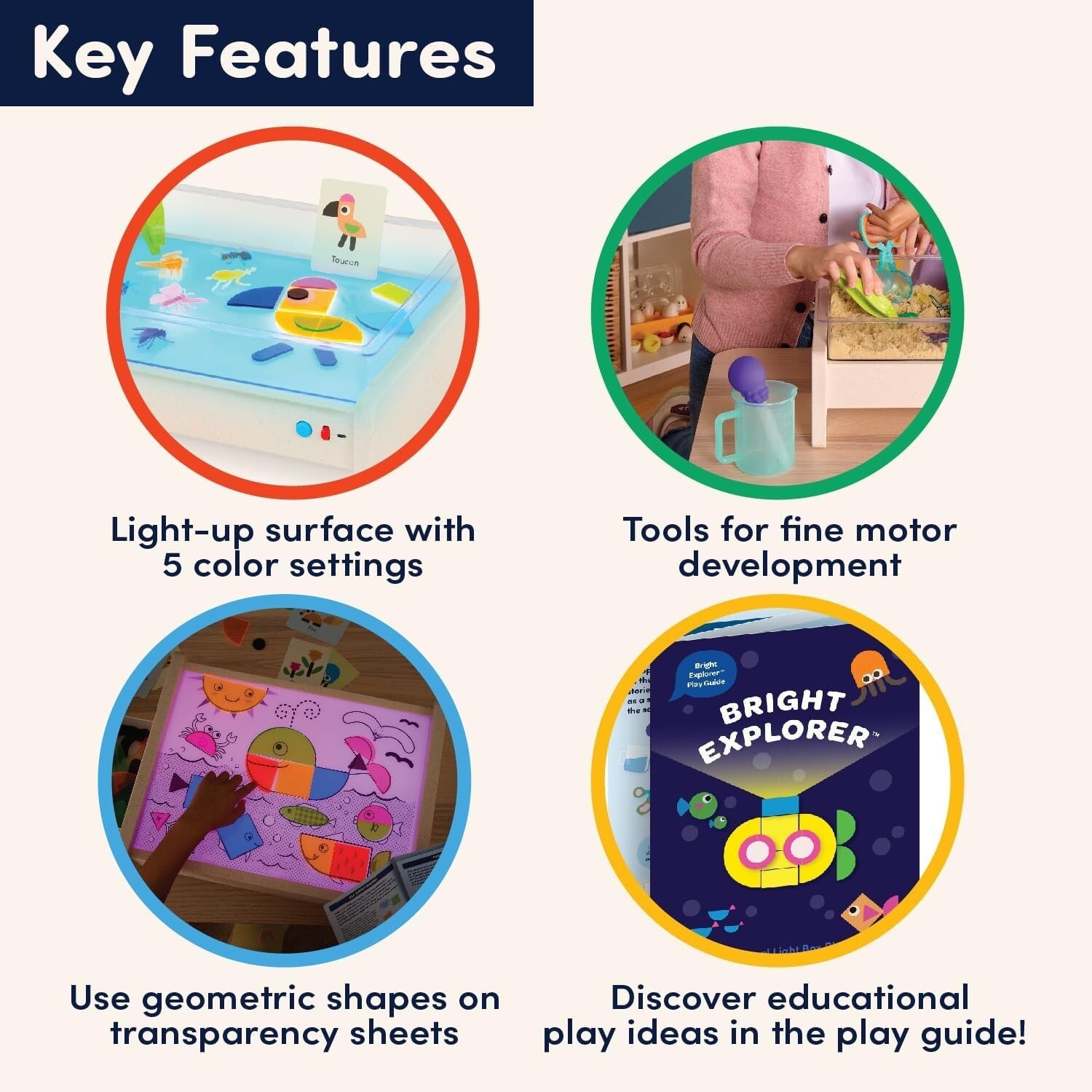 Bright Explorer Light-Up Board – Interactive 79-Piece Geometry & Sensory Set