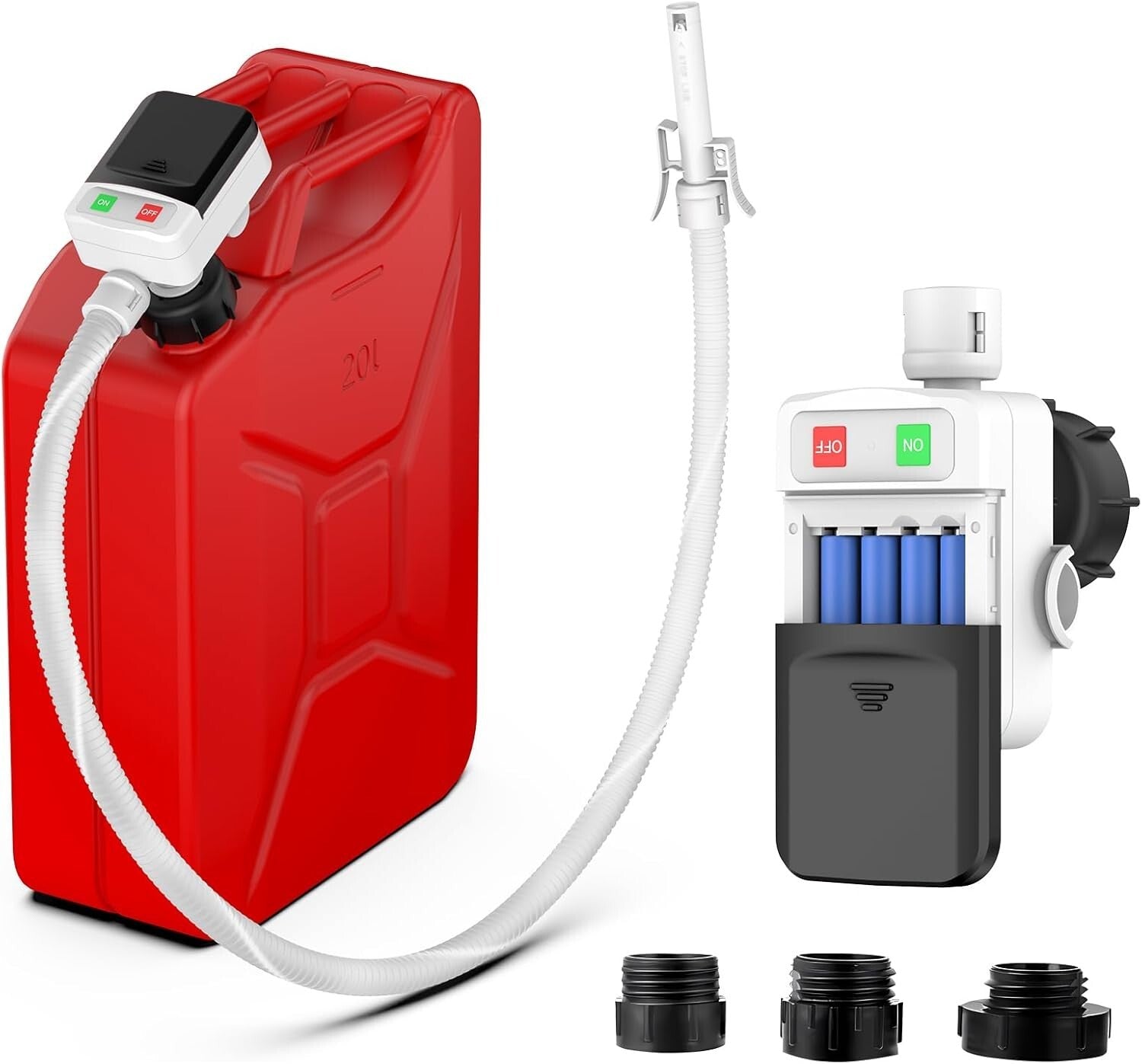 Battery-Powered Automatic Fuel Transfer Pump with Overflow Protection & Adapters