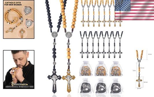Premium Handmade Catholic Rosaries - 24 Pack for Baptisms & Special Moments