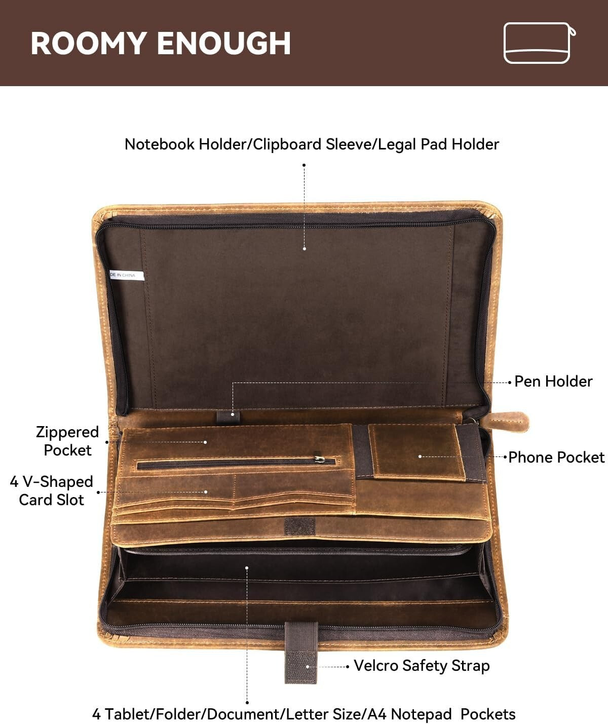 Handmade Crazy Horse Leather Padfolio - Stylish & Functional Business Organizer