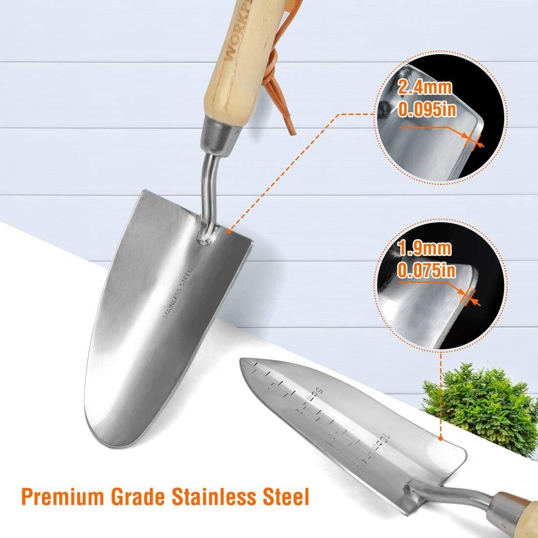 Professional Stainless Steel Gardening Tool Kit with Wooden Handles & Tote Bag