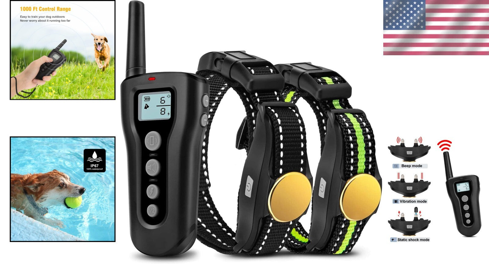 Adjustable Training Collar for Small to Large Dogs - Humane Shock & Vibration