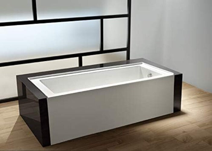 Durable 60-Inch Acrylic Bathtub for Alcove Installation - Right Drain - White