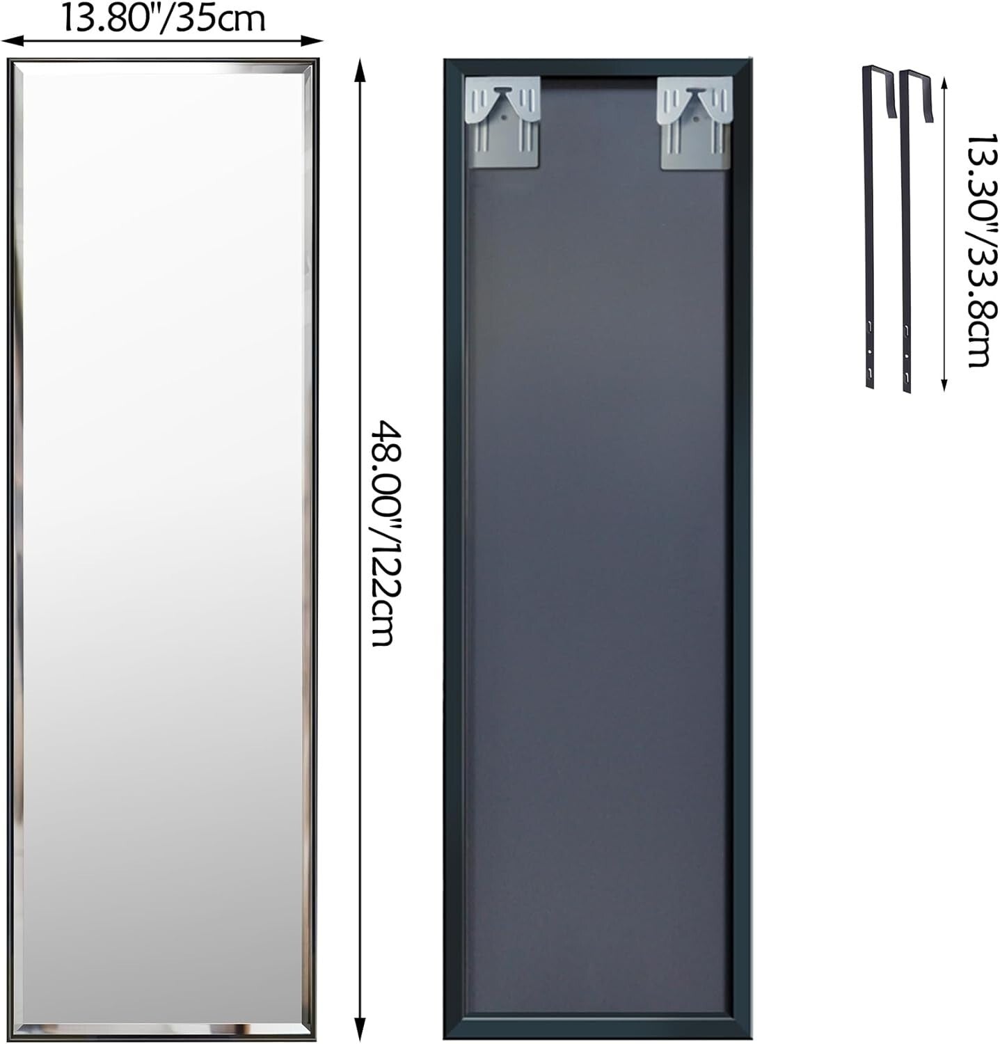 Elegant 14x48 Inch Full-Length Wall Mounted Mirror for Bedroom & Bathroom Decor