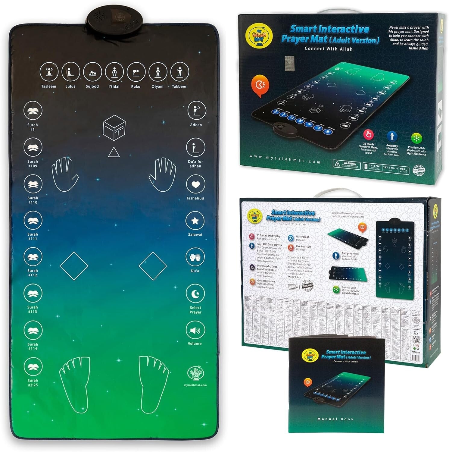 Modern Touch-Sensitive Prayer Mat for Adults - Interactive Salah Learning Aid