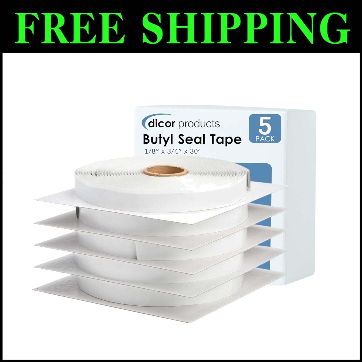 High-Tack Butyl Seal Tape - Ideal for RV and Trailer Sealing - 5 Rolls 30' Each