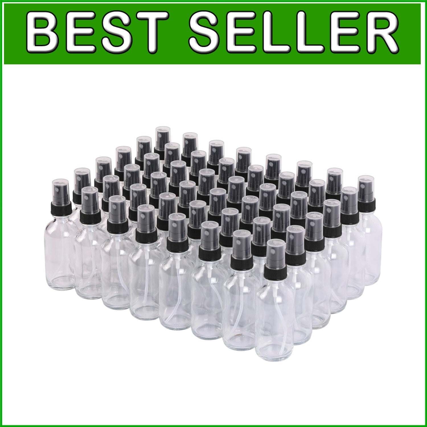 Durable 2 oz Clear Glass Mini Spray Bottles - Leakproof Design, 48 Pack