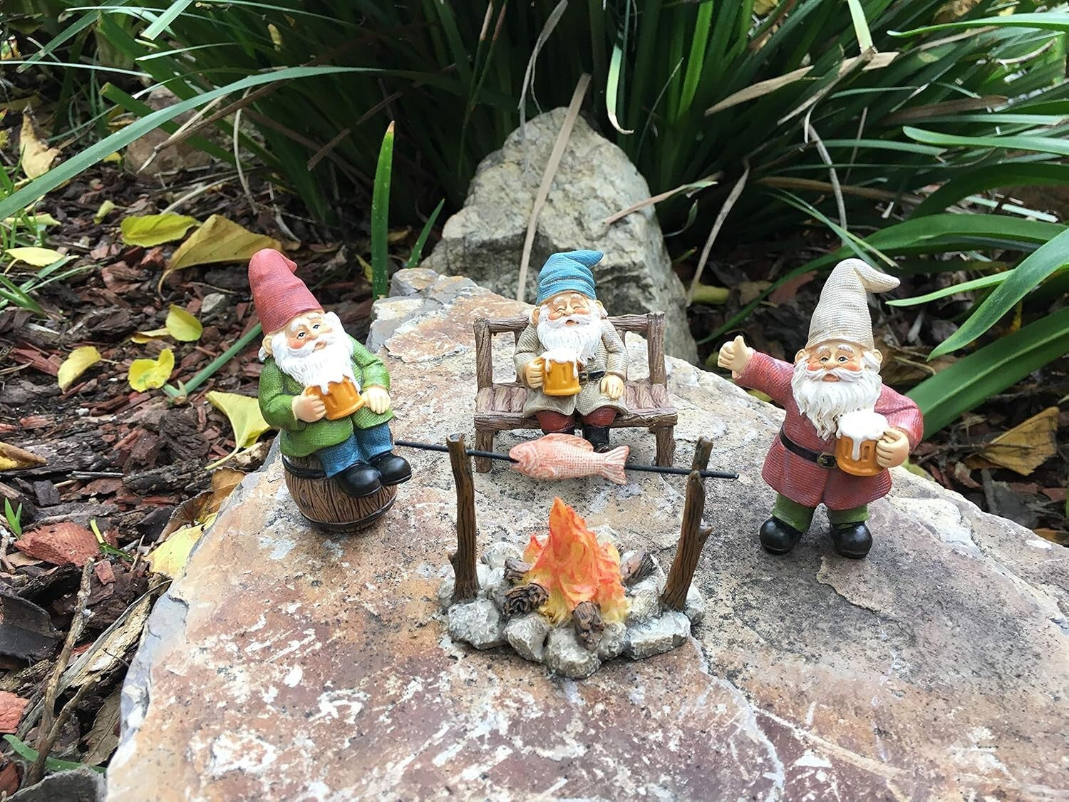 Charming Beer-Loving Gnome Set - Complete 5-Piece Fairy Garden Collection