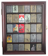 Load image into Gallery viewer, Handcrafted Mahogany Lighter Showcase with Keyed Lock - Perfect for Collectibles