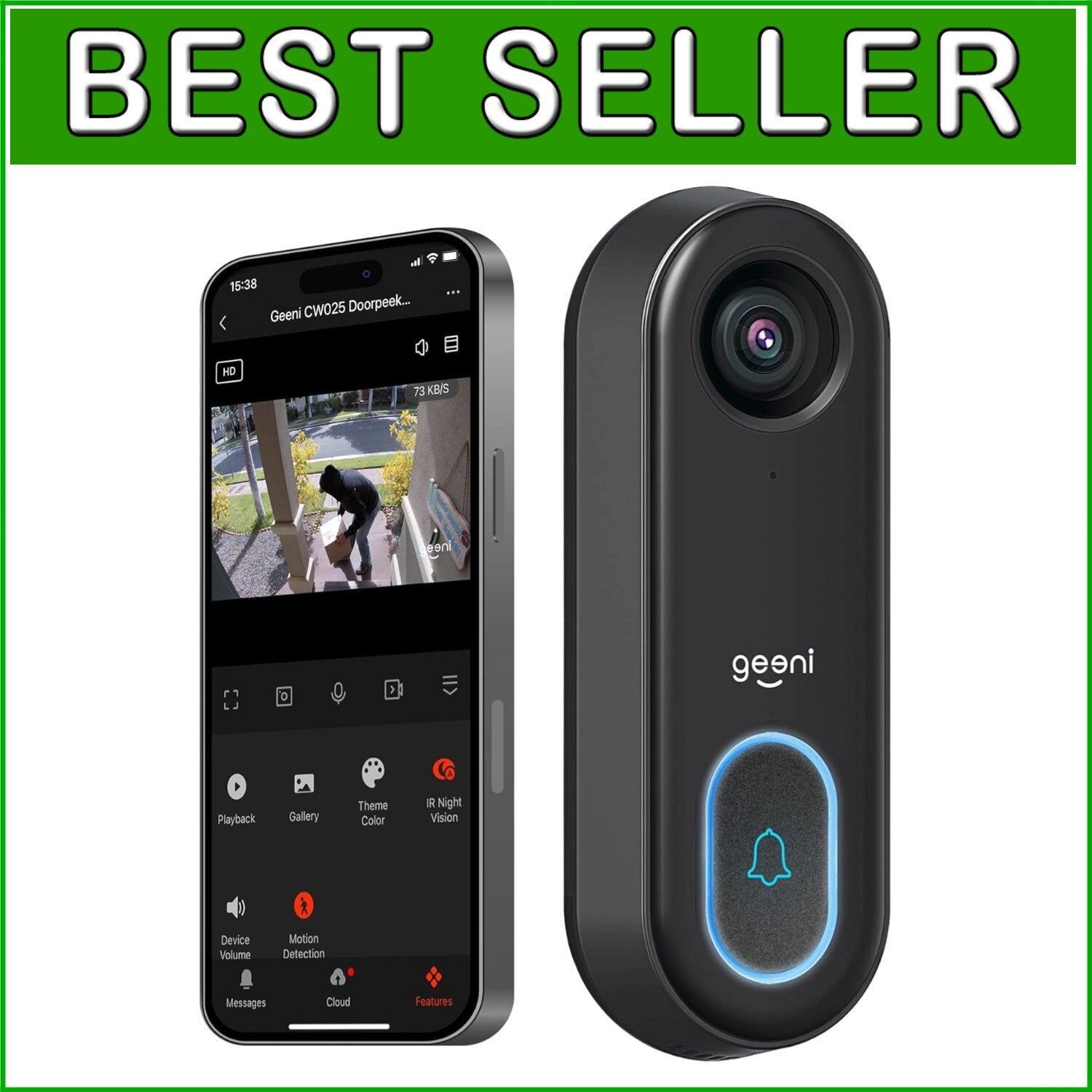 Advanced Motion Detection Video Doorbell with Night Vision & App Control
