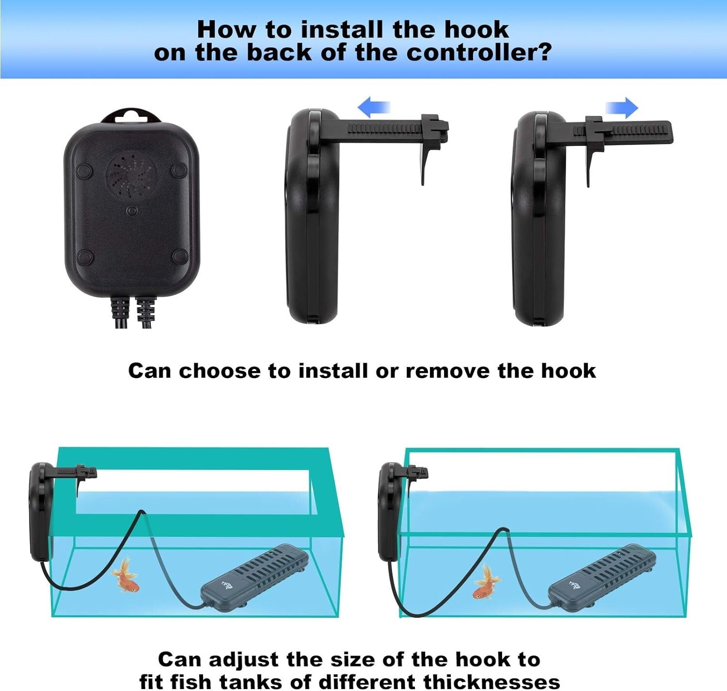 Durable 500W Aquarium Heater with Adjustable Hooks - Ideal for 66-135 Gallons