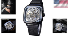 Load image into Gallery viewer, Elegant Men's Skeleton Wristwatch with Flower Movement Carving &amp; Stainless Steel