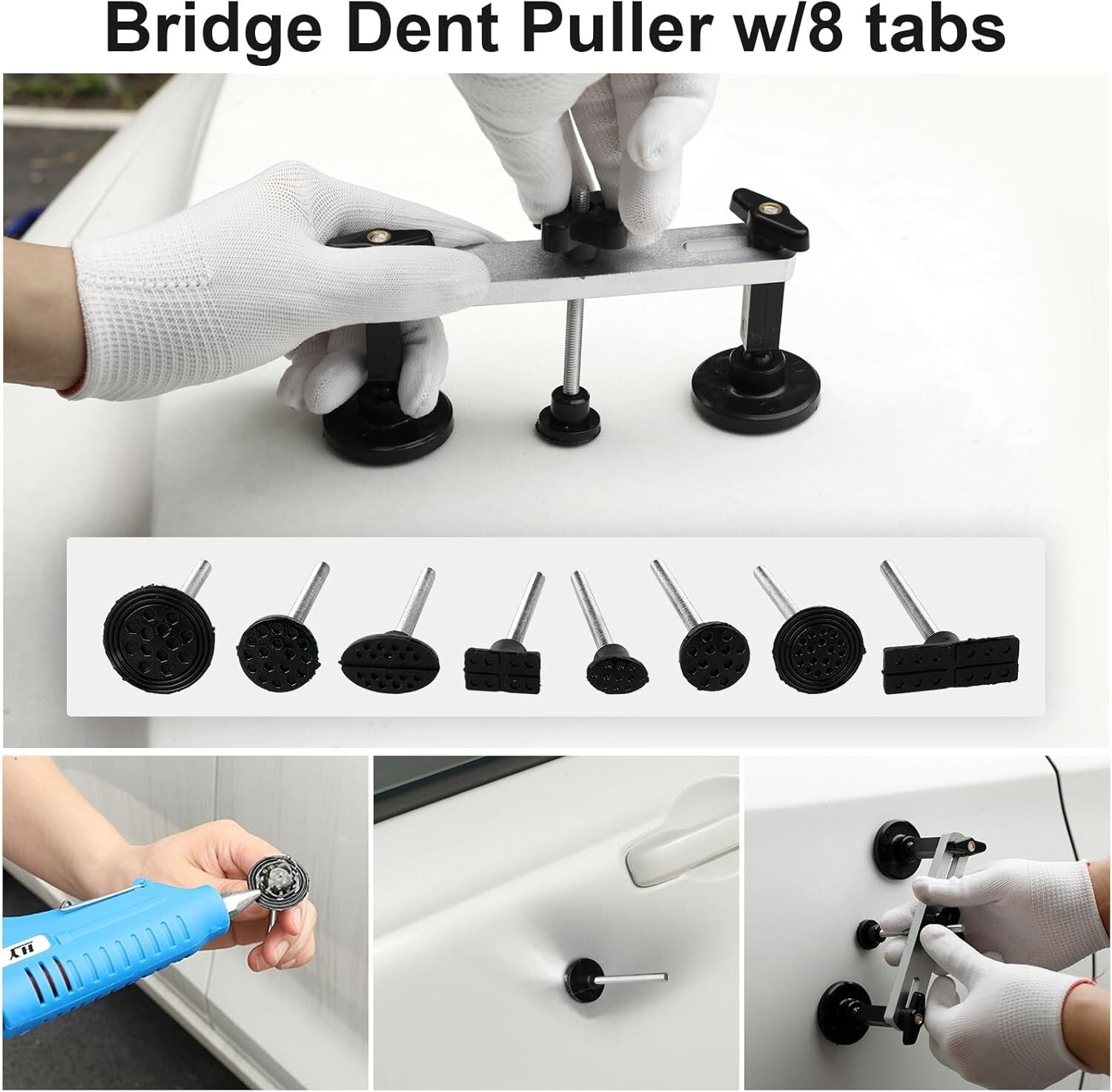 129pc Professional Dent Puller Kit with T-Bar & Bridge Puller for DIY Repairs