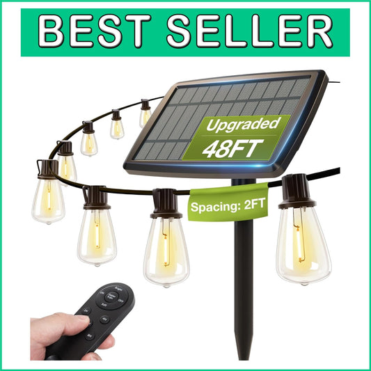 All-Weather Solar String Lights - 24 Shatterproof LED Bulbs Perfect for Patios