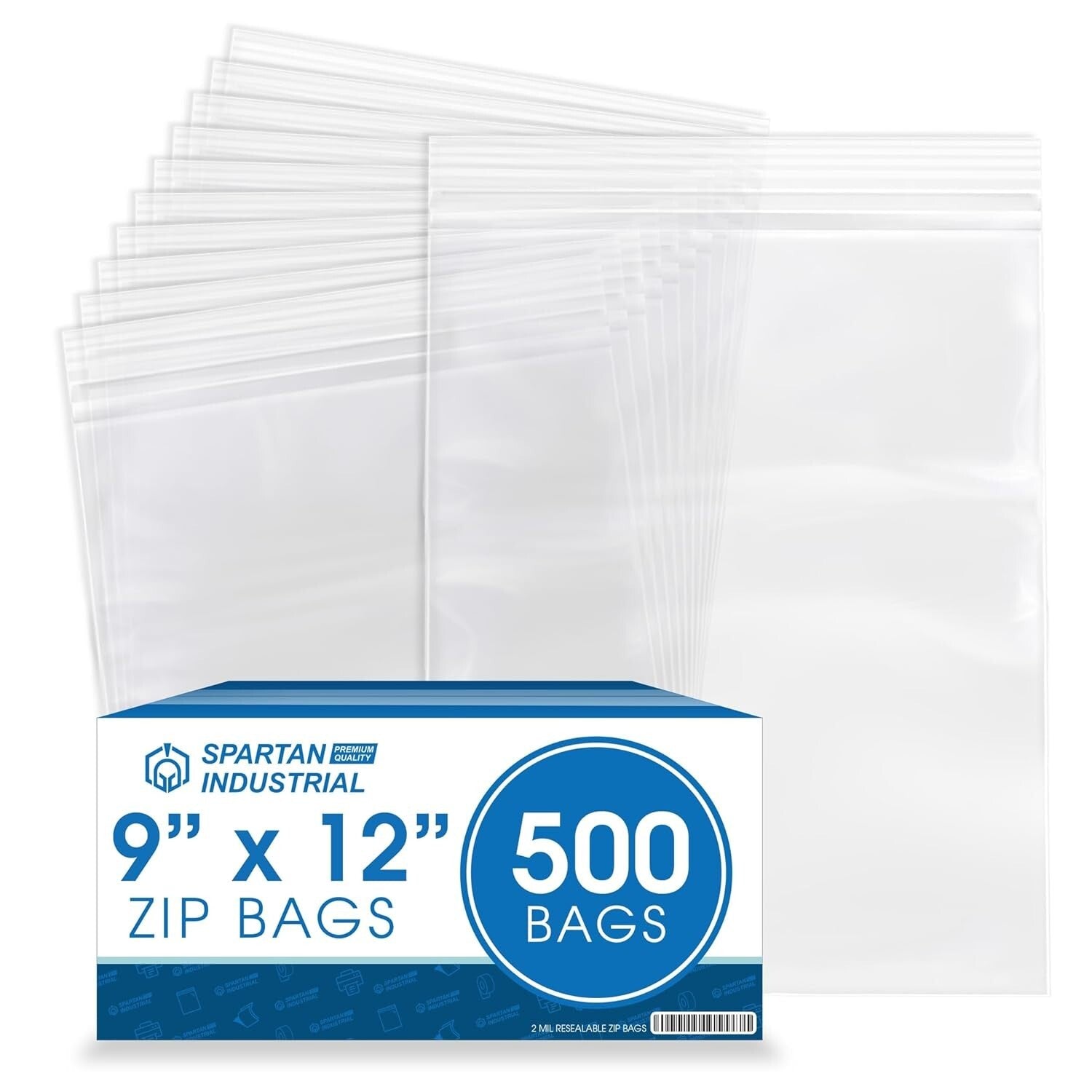 500 Count 9" X 12" Clear Zip Bags - Durable 2 Mil Reclosable Poly Pouches