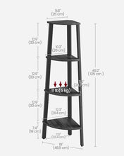 Load image into Gallery viewer, Industrial 4-Tier Corner Shelf Stand - Charcoal Gray &amp; Black - Easy Assembly