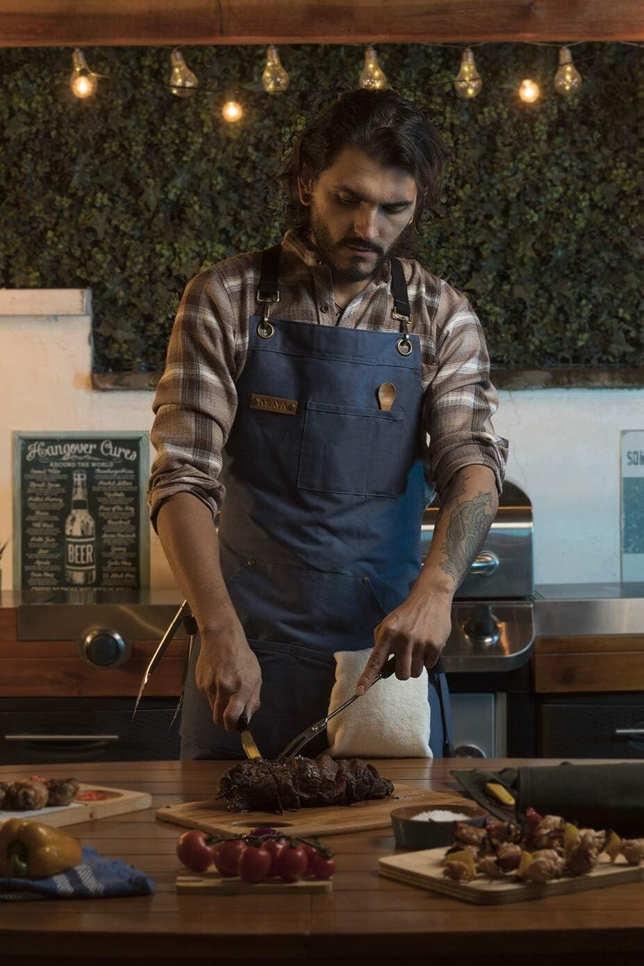 Adjustable Chef & BBQ Apron - 10oz Cotton Canvas with Practical Accessories