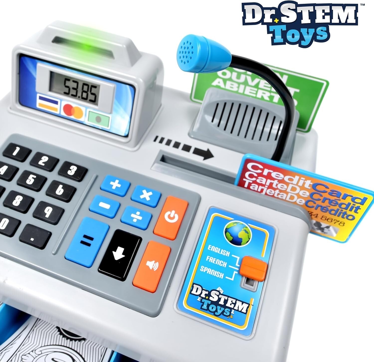 Durable Cash Register Play Set: 69 Pieces with Interactive Voice and Languages
