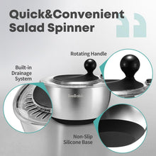 Load image into Gallery viewer, Family-Sized 5.3Qt Salad Spinner: Stainless Steel, Dishwasher Safe &amp; Easy to Use