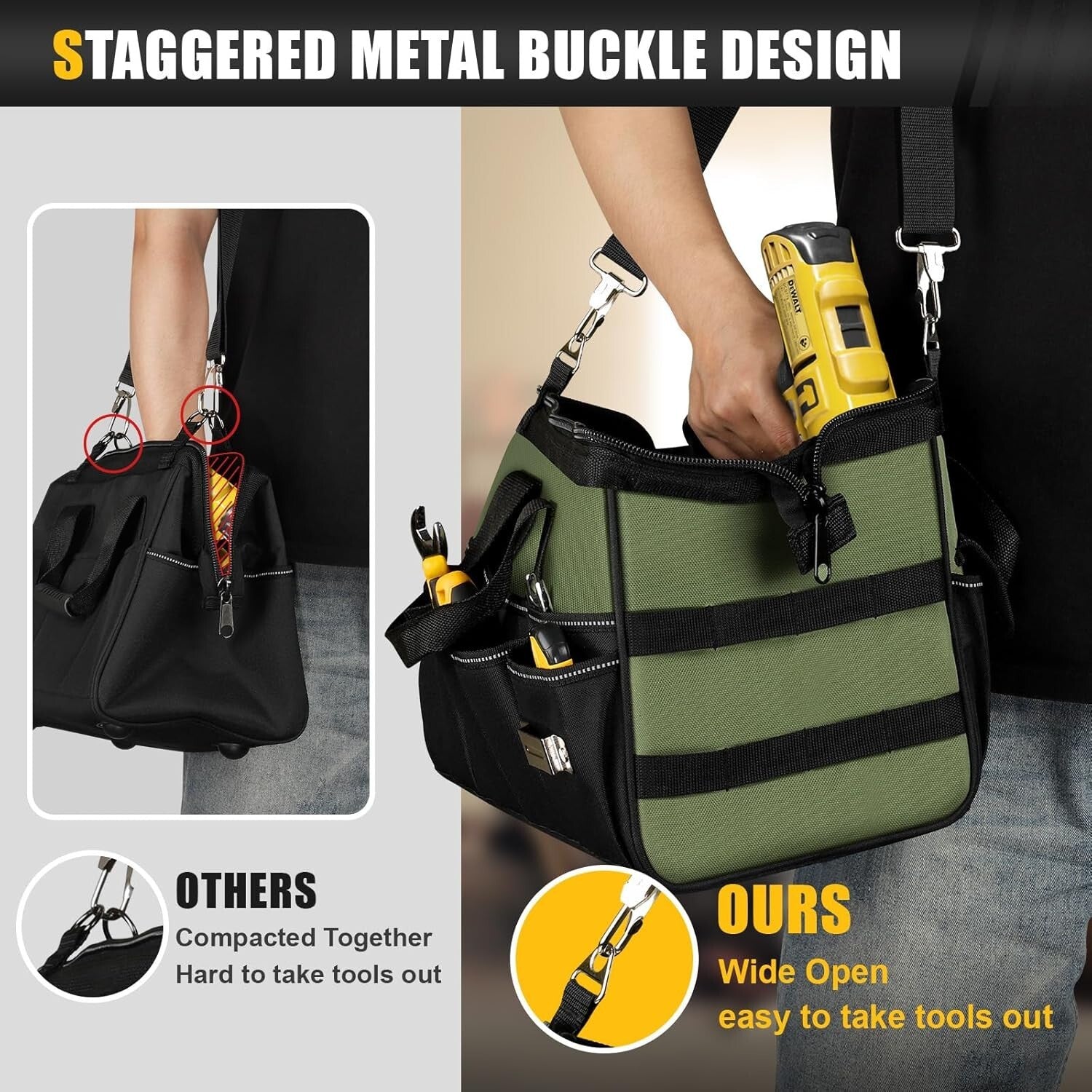 Durable 15-Inch Tool Bag with Adjustable Shoulder Strap - Ideal for Mechanics