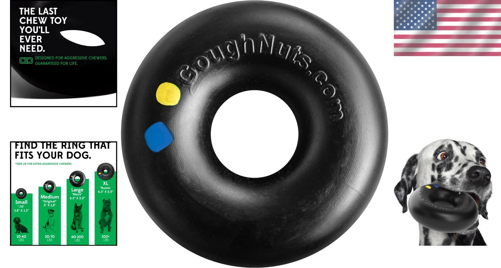 Toughest Rubber Dog Chew Toy for Large Breeds - Lifetime Replacement Guarantee