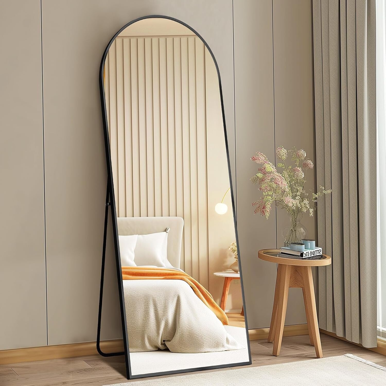 Ready-to-Use 64" x 21" Sleek Arched Mirror with Shatterproof Design - Home Decor