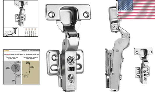 20-Piece Soft Close European Cabinet Hinges for Frameless Design - Nickel Finish